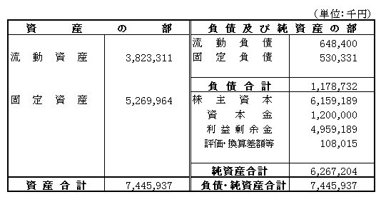 貸借対照表 貸借対照表