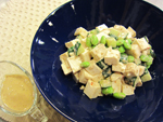 豆腐とキュウリのごまマヨソース